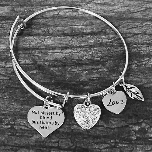 Miniatura 8 de Brazaletes de amistad con frase "Not Sisters By Blood But Sisters By Heart". Regalo ideal para amigos