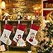 WEWILL Lovely Christmas Stockings Set of 3 Unicorn Angel Dinosaur Xmas Character 3D Plush Linen Hanging Tag Christmas Party Favor (red)