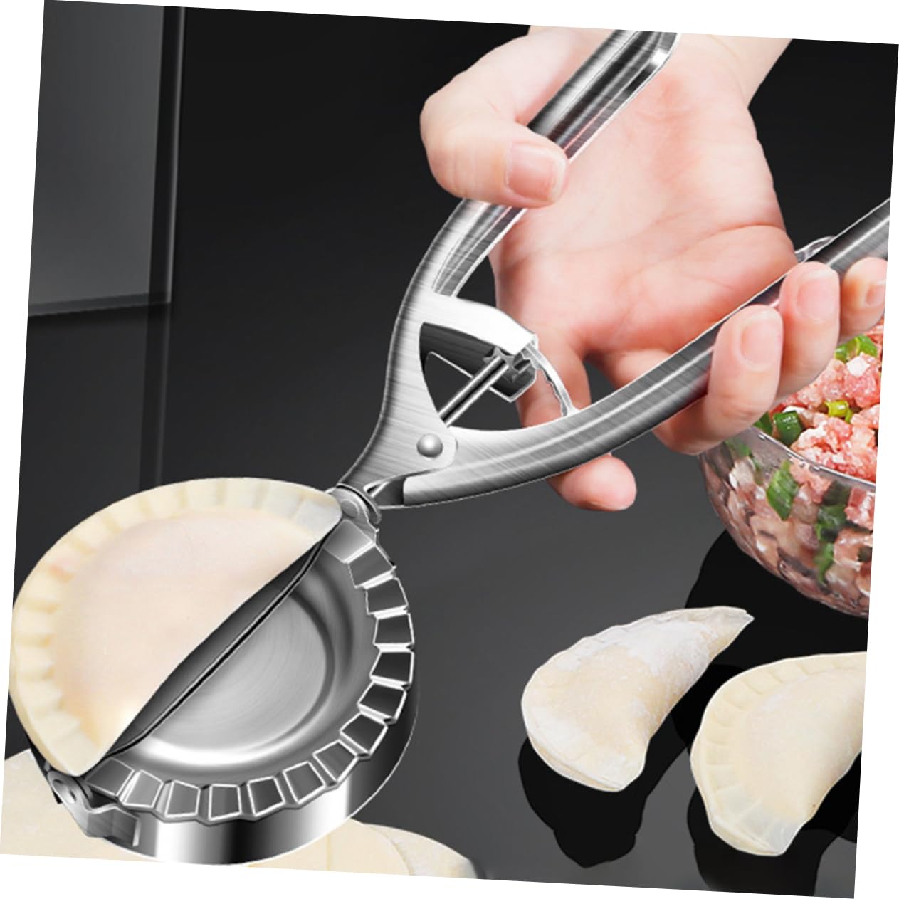 GRIRIW Compact Dumpling Mould Stainless Steel Press Simplify Dumpling Making Family-friendly Safe