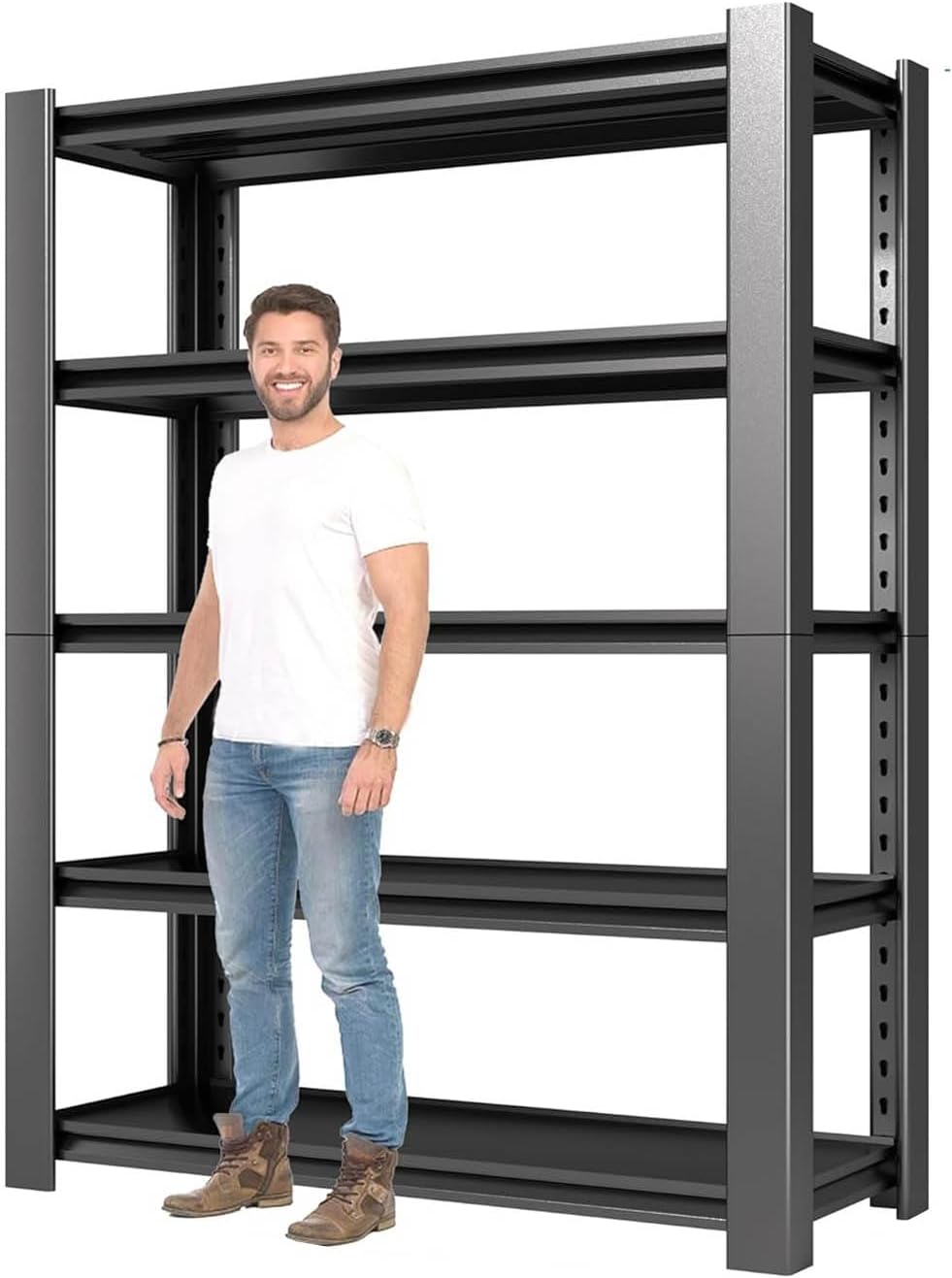 Heavy Duty 5 Tier Garage Shelving Unit Adjustable Metal Storage Racks 44” W x 20” D x 63” H Industrial Strength for Garage Warehouse & Workshop
