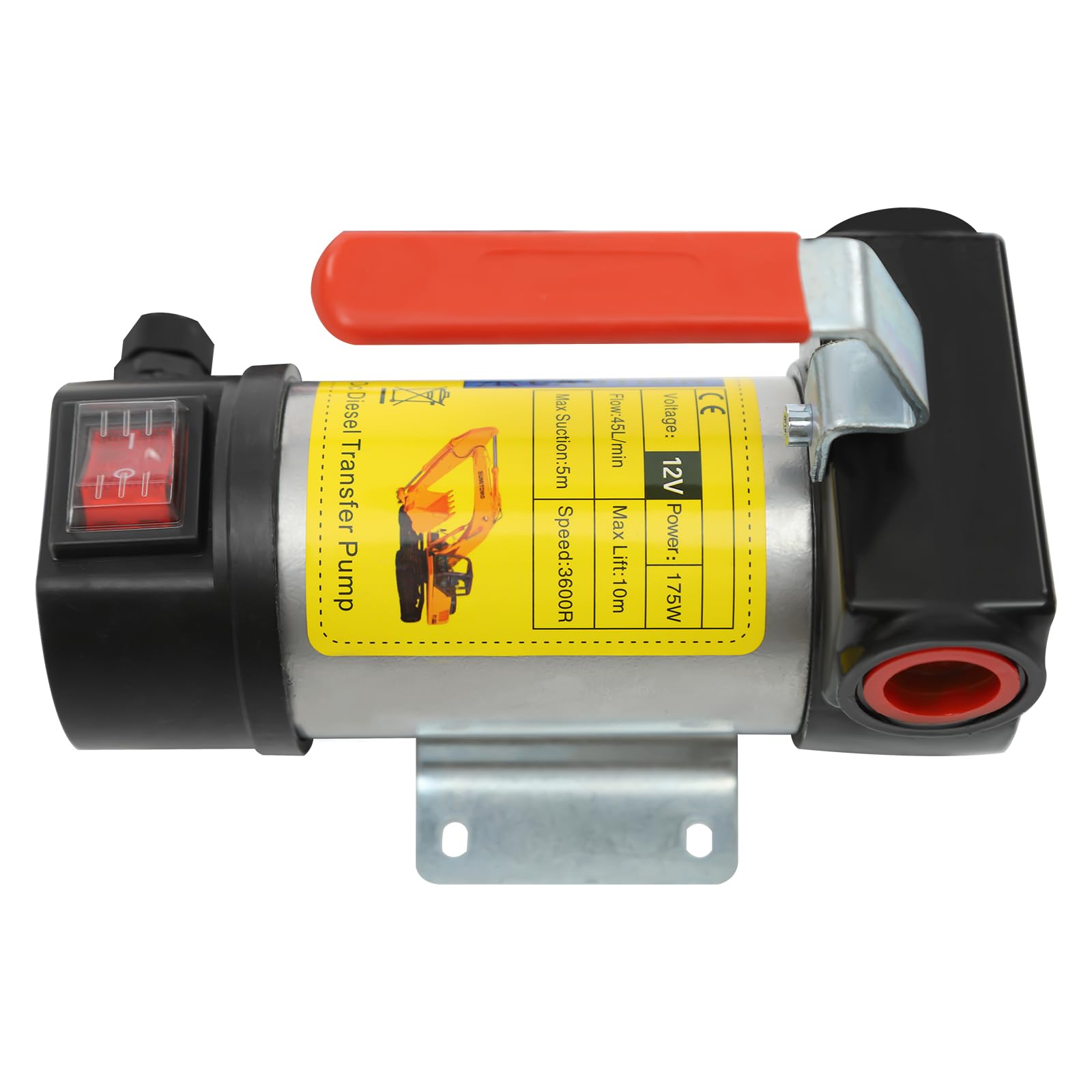 Bomba Gasoil 12V Autocebante Bomba Aceite Extraccion Coche 175 W Bomba para Trasvase de Gasoil 50 L/min Bomba Diésel con Pistola y Manguera (manguera de drenaje de goma)