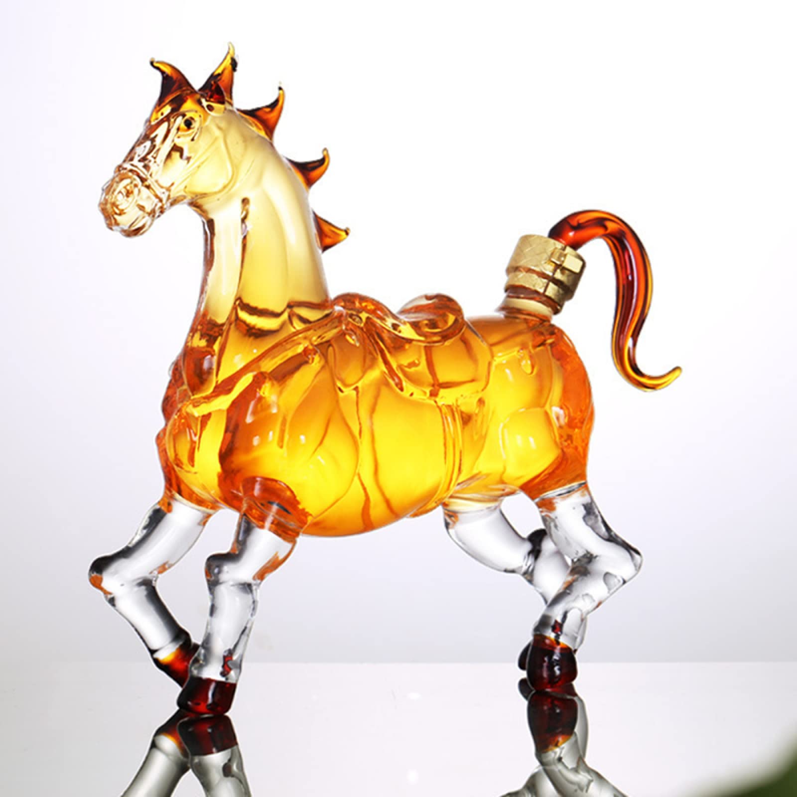 Decantador de whisky-decantador de vidrio soplado a mano-decantador de animales-decantador de animales de vidrio-decantador de alcohol-decantadores de animales para alcohol-1000ml/35oz,Warhorse