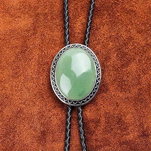 Image of Turquoise Agate Granite BOLO Tie for Men Women Leather Wedding Necklace Western Cowboy Necktie
