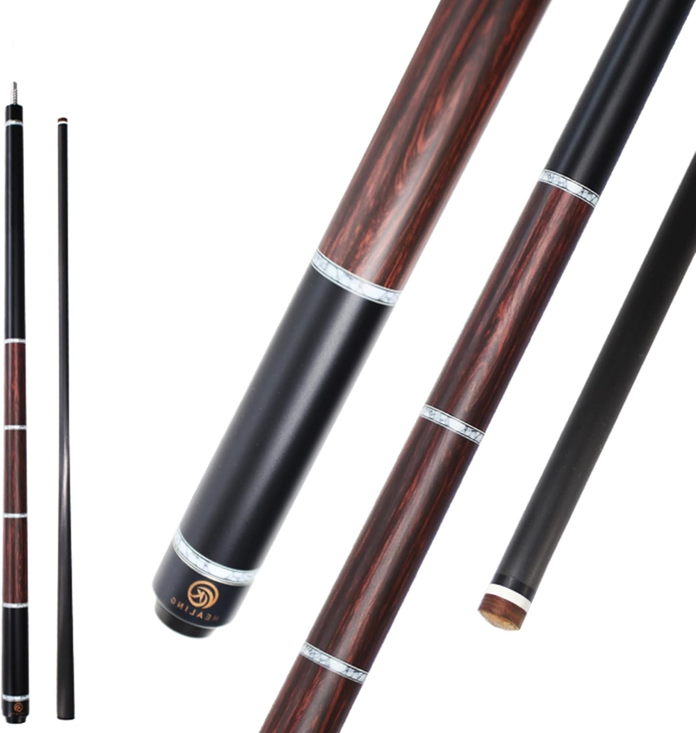Carbon Fiber Pool Cue 58" with Pigskin Tip & Bakelite Ferrule, 2-Piece Low Deflection Billiard Cue Stick 19-20oz, Handmade for Pool/Black Eight & Nine Balls