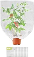 Vista 12 de Bolsas de protección de frutas para árboles frutales, 50 bolsas de red de uva de 8 x 12 pulgadas con cordón, cubierta reutilizable de malla