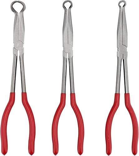 KEILEOHO 3 alicates de agarre de manguera de 11 pulgadas de largo alcance, 38 pulgadas, 12 pulgada, 34 pulgadas, juego de alicates de nariz de