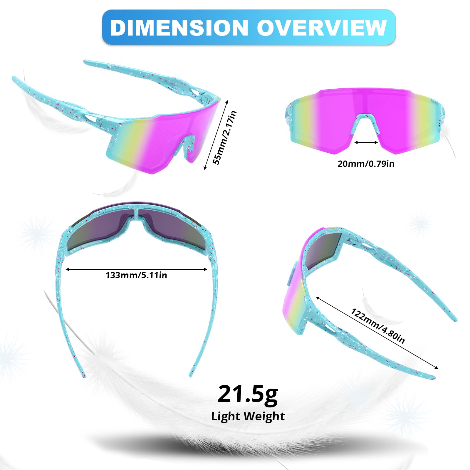 Gafas de sol para niños, gafas de béisbol para niños y niñas de 6 a 14 años, gafas deportivas con protección UV