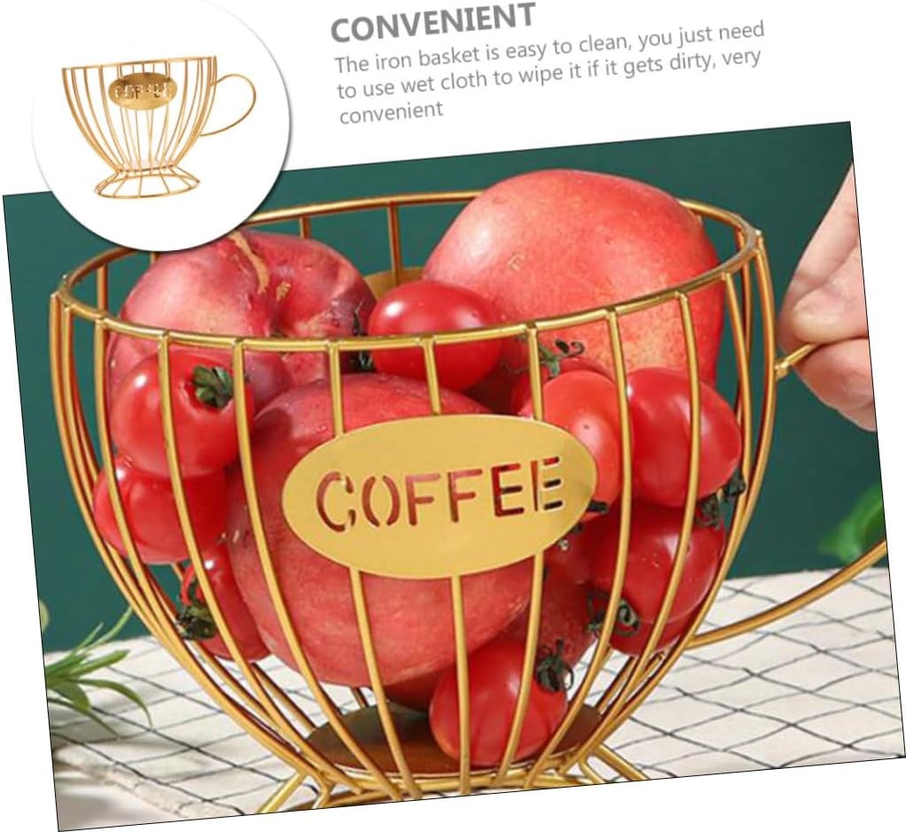 Hollowed Metal Capsule Storage Basket Large Capacity Coffee Capsule Holder Practical Countertop Organizer for Home Kitchen Office Cafe Snack Display in Gold