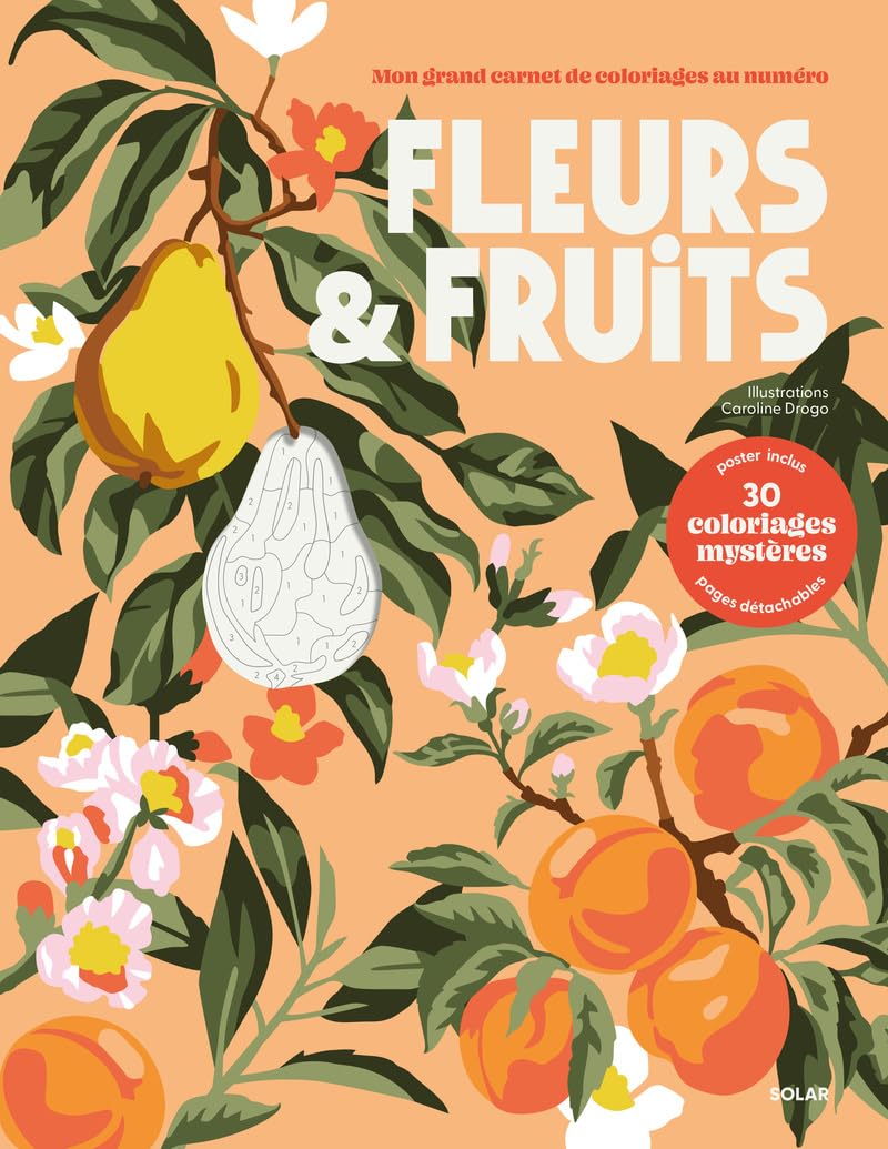 Fleurs et fruits - Mon grand carnet de coloriages au numéro - 30 coloriages mystères