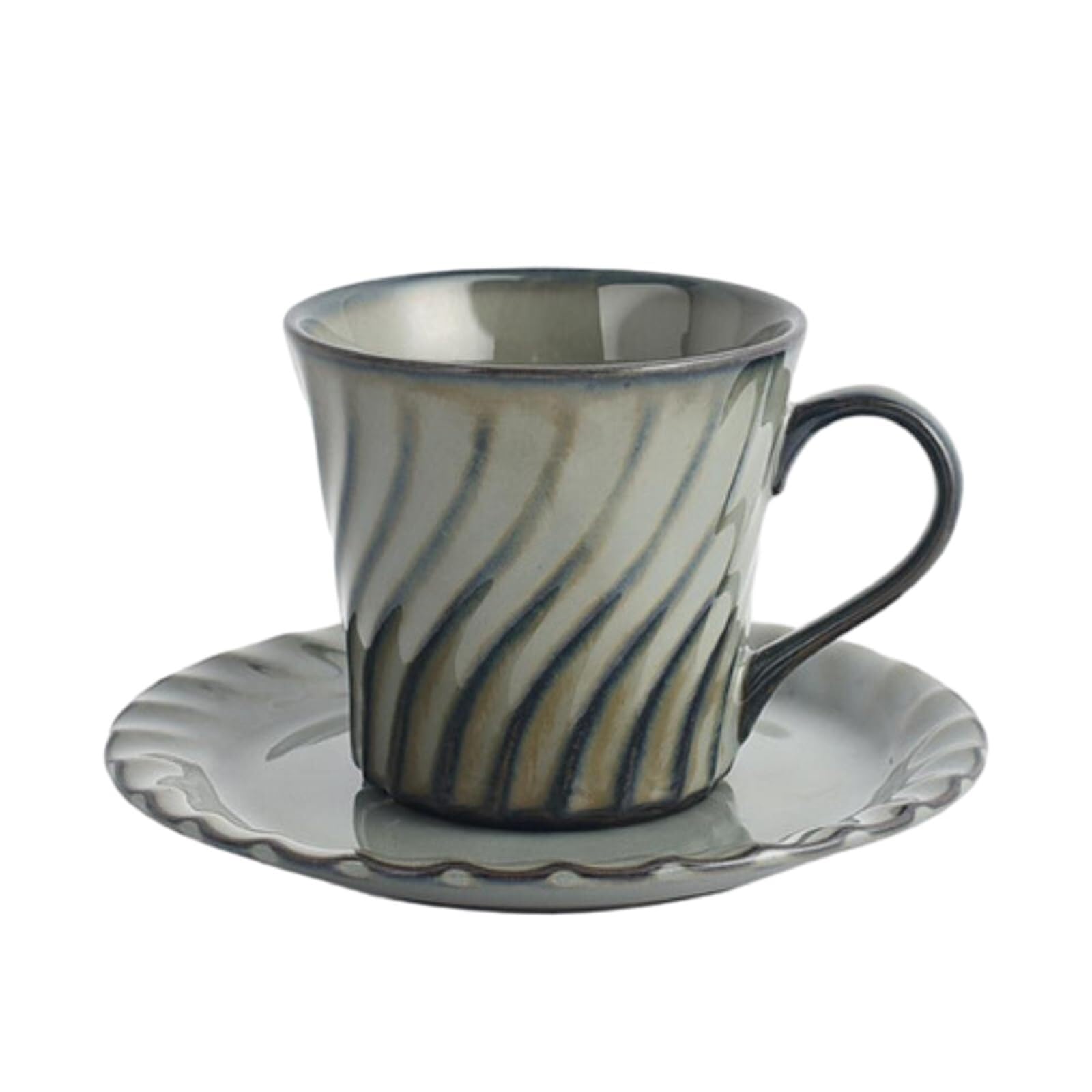 200 ml retro spersonalizowany ceramiczny zestaw filiżanek do kawy i talerzy - stylowy kubek dla miłośników herbaty i kawy (popiół cementowy)