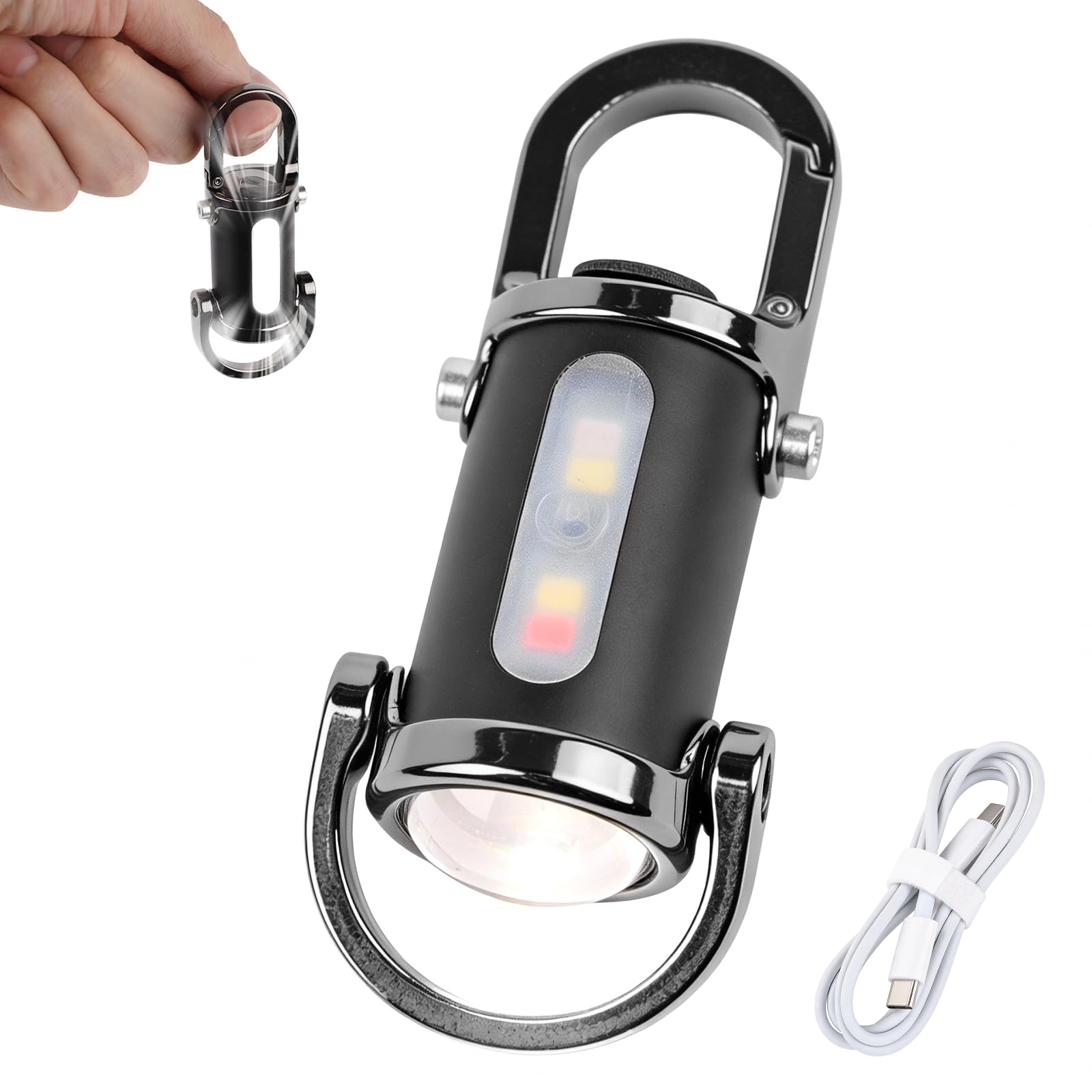 NewAusen Mini Linterna Llavero LED Recargable 1200LM - 3 en 1: Linterna + Power Bank - Impermeable 6 Modos Luz, Tipo C - Para Camping, Senderismo, Emergencias y Uso Diario - 2