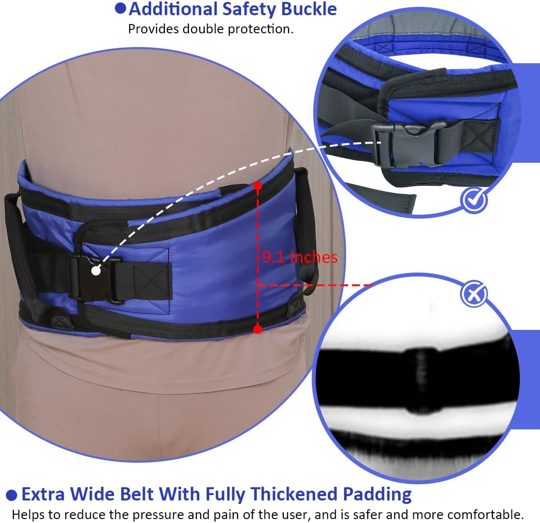 Gait Belt with Handles and Caregiver Assistance Knee Strap (XL)