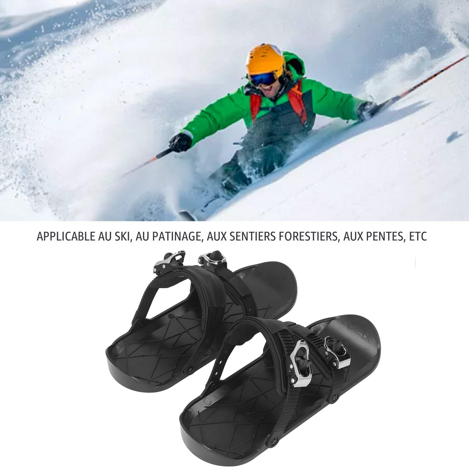 Mini Patins De Ski Courts Portables - Skis Réglables Nylon Et Acier Pour Neige Et Glace