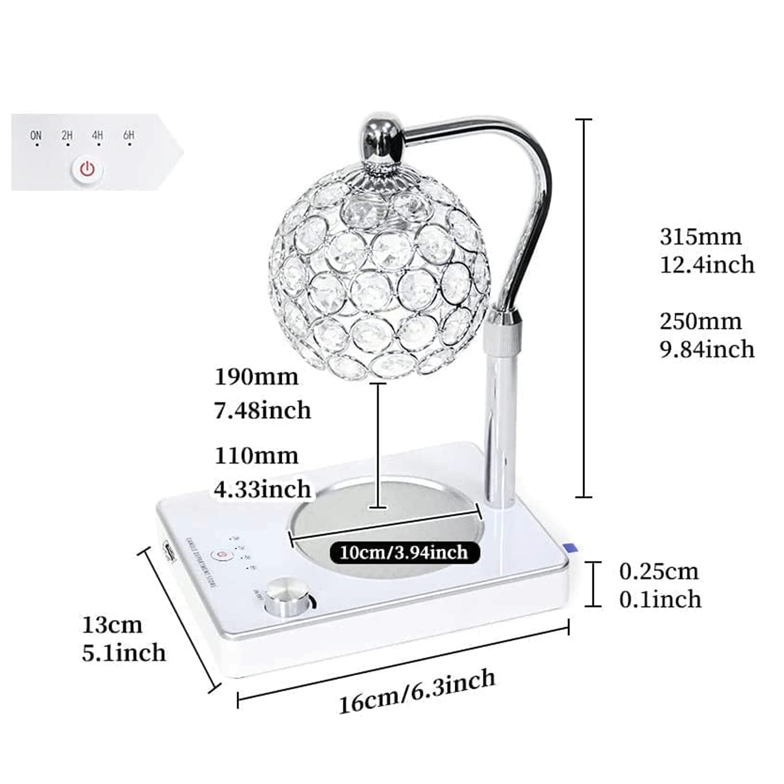 Lampada a cera di fusione in metallo con timer 2/4/6 ore Funzione Candela Lampada dimmerabile e altezza Candela più calda lampada per camera da letto Decor lampada