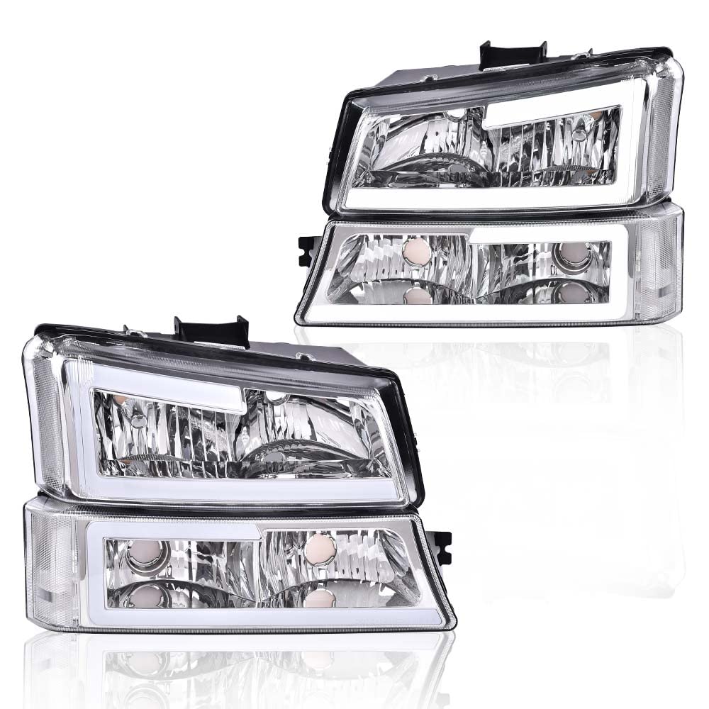 ALLGOOD LED DRL Headlights Assembly Front Headlamp,Compatible with Chevy Silverado 1500 2500 3500 & HD 2003-2006,Fit Avalanche 1500 2500 03-06(Fit No Cladding only),Fit Silverado Classic 2007