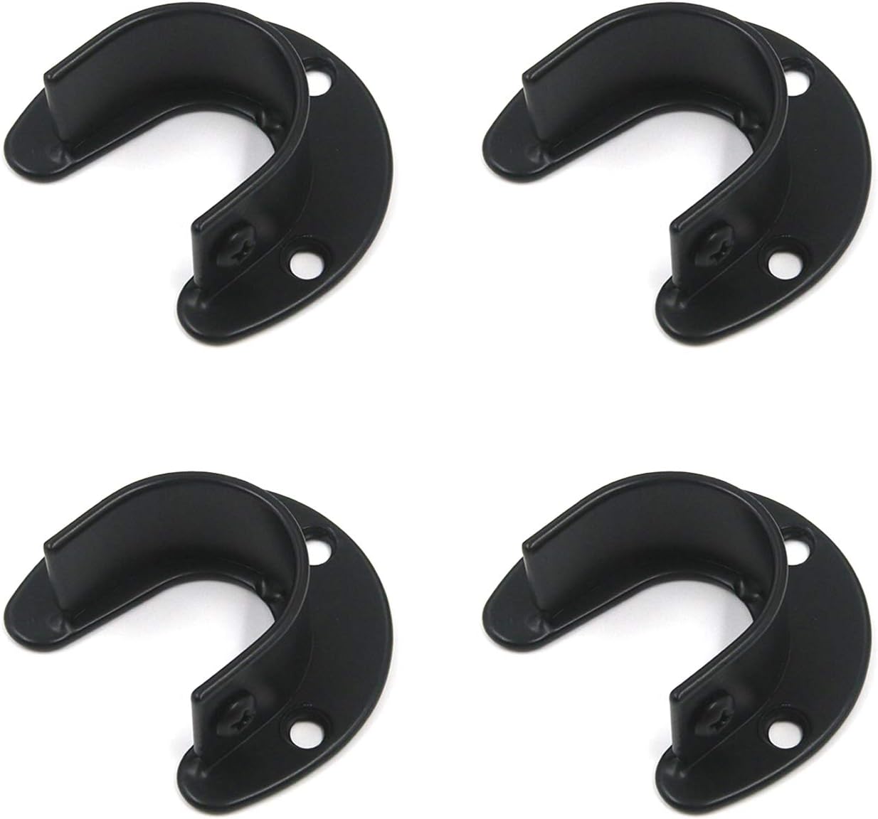 Hardware Closet Rod Holder Pole Supporter U-Shaped Flange Shelf Pipe Bracket Socket Heavy Duty for Shower Towel Curtain Rod Screws Included 2.28" × 2.01" × 0.8" JS0822248