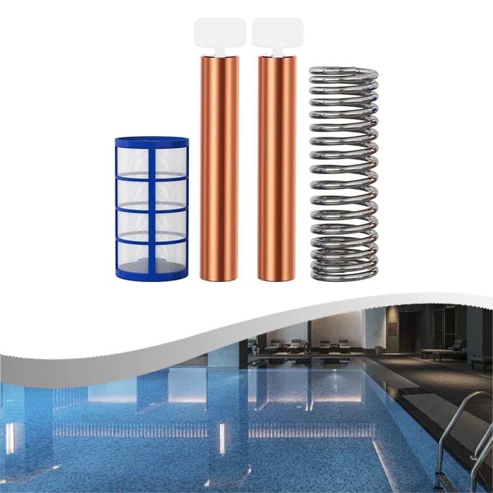 Kit de repuesto de ánodo de cobre para ionizador solar de piscina, juego de 6 piezas con resorte helicoidal de cesta roscada y tornillos de ala para la mayoría de desinfectantes de piscinas