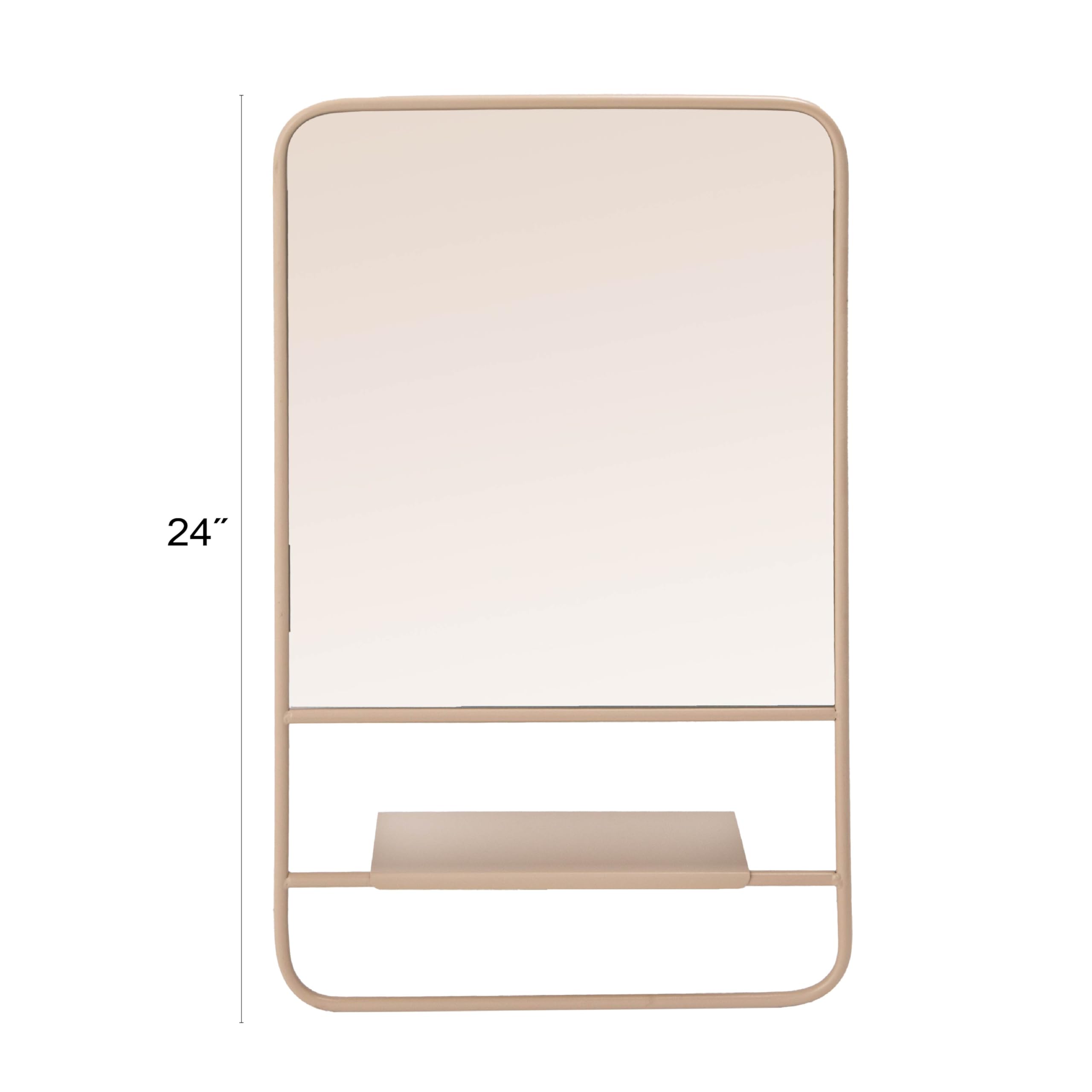 Bloomingville Miroir Mural en métal avec 3 étagères, Couleur Blush
