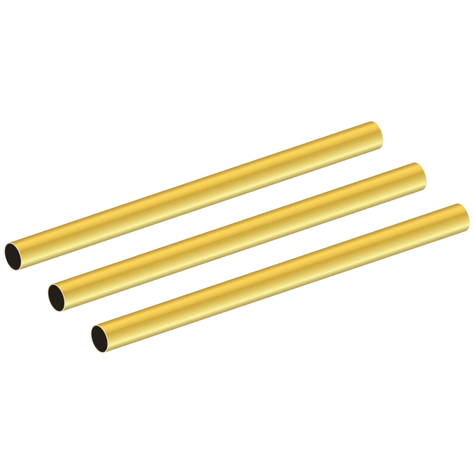 LAVMHAB Round Brass Tube 6mm OD x 0.2mm Wall Thickness x 200mm Length, Seamless Round Brass Pipes Tubing for DIY Craft (3 Pcs)