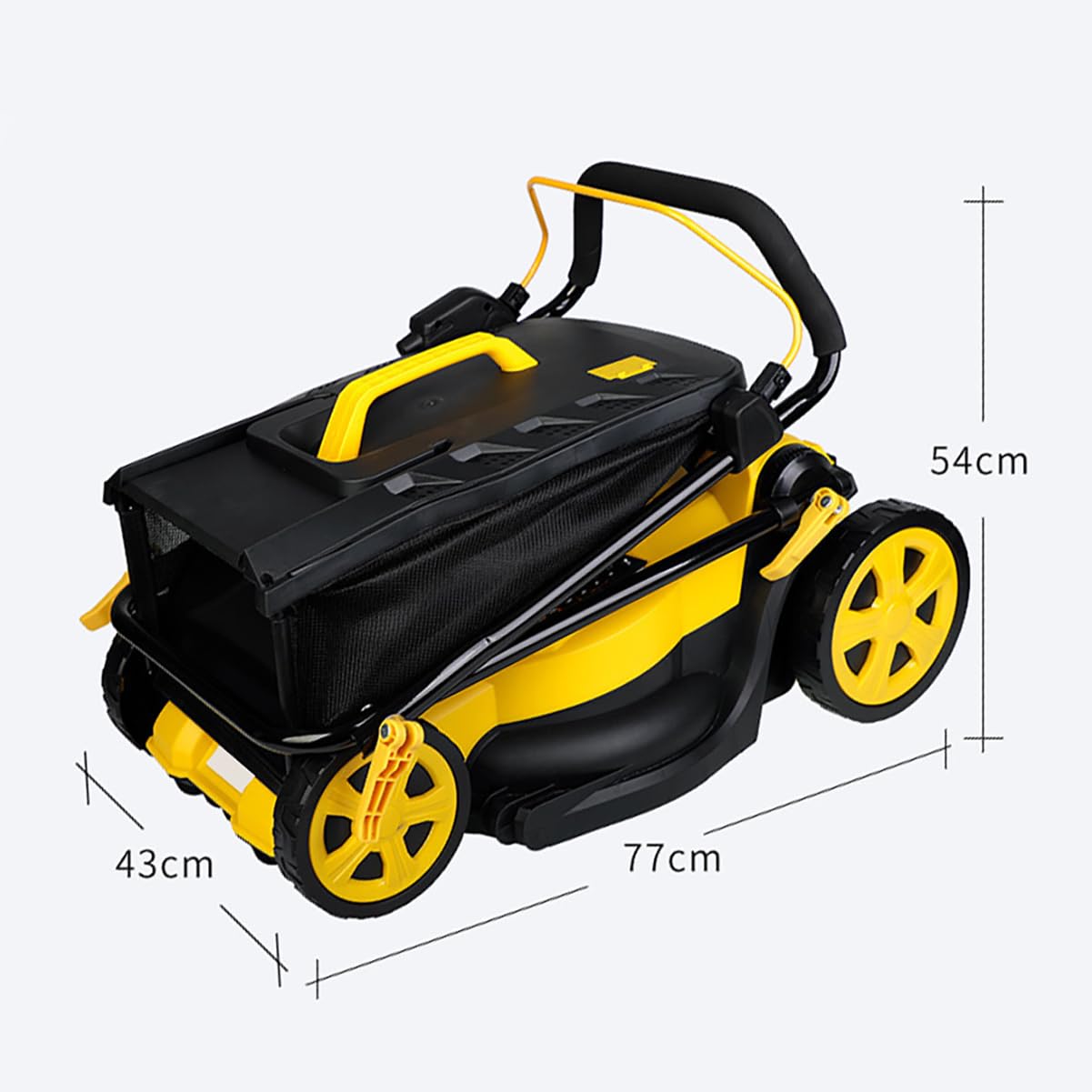 Tosaerba a Batteria a Spinta Manuale 40V Sacco di Raccolta Tosaerba Pieghevole con Altezza Regolabile comprensivo di 2 batterie e Caricabatterie,Giallo