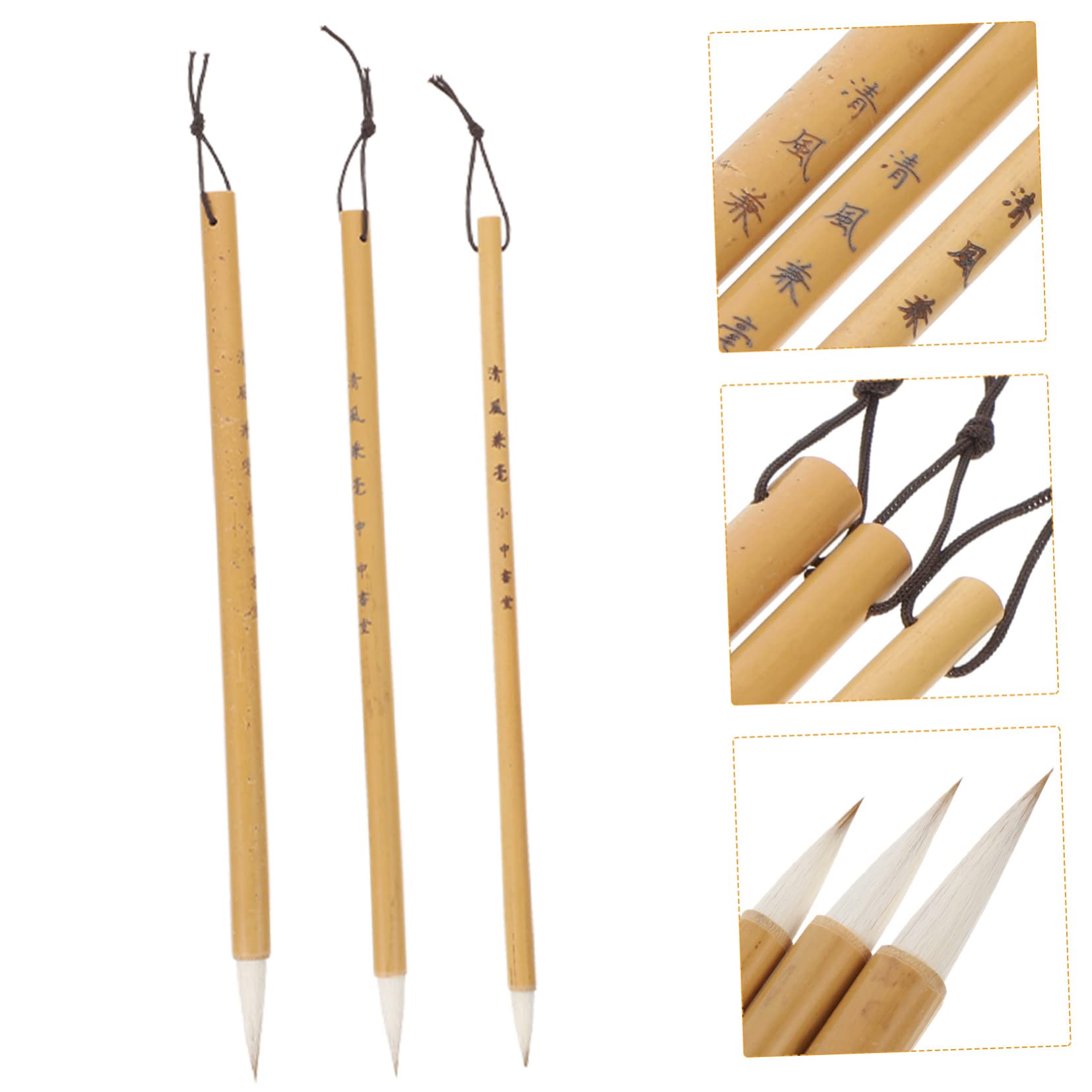 NUOBESTY 4 Set Pennello Calligrafico Calligrafia Calligraphy Pennello Scrittura Decorazione Sottovuoto Stilo Mobile Pennello Da Pittura Multiuso Pittura Tradizionale Nylon 3 Pezzi * 4