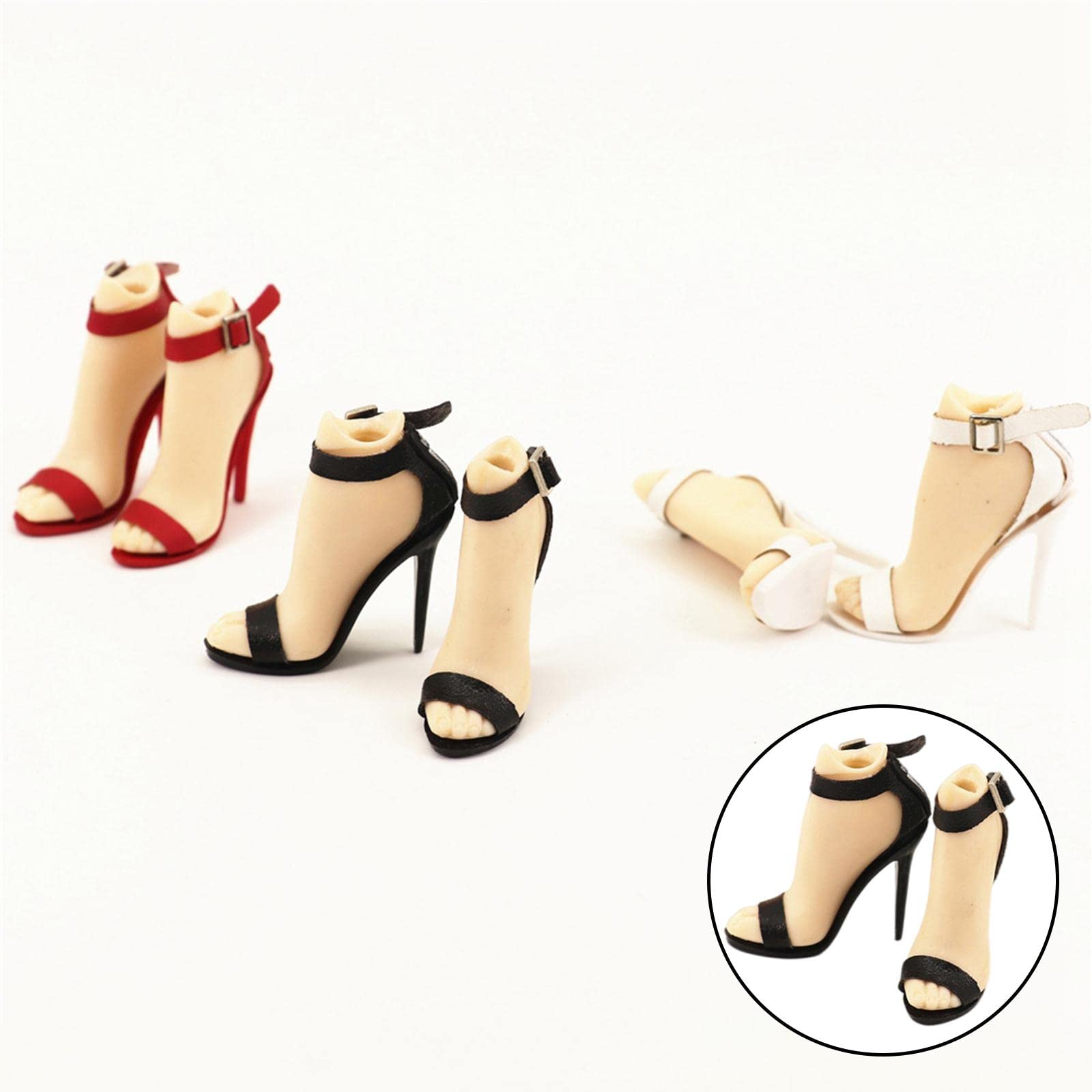 1 Paire Hauts Femme Chaussures Déguisement Sandales Figurine Modèle 1/6 Plastique Utilisé Adapté Aux Collections Personnalisation, Le noir