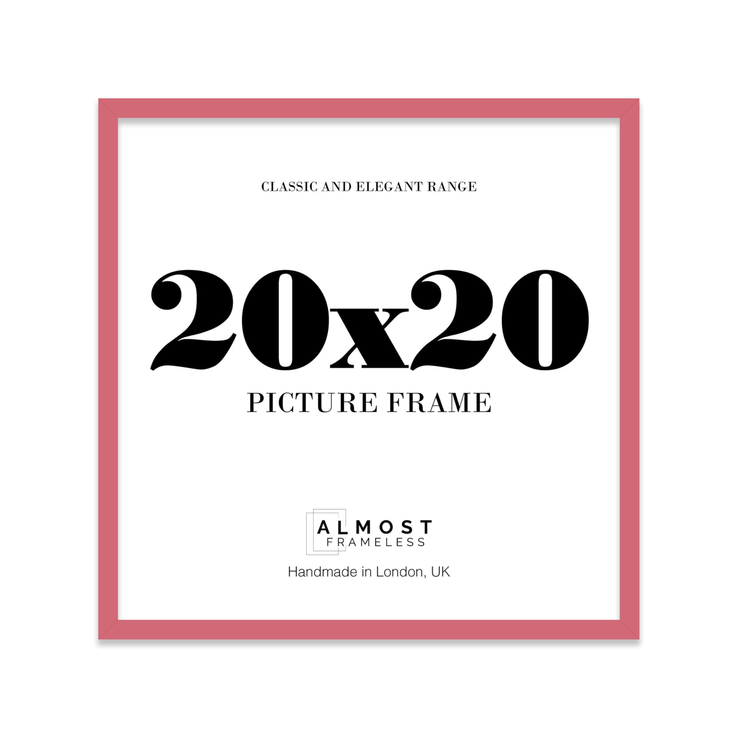 20x20 Pink Picture Frame for Square Photos, Posters, Prints & Artwork, (20.3 x 15.2cm) Wall Display Modern Photo Frame for Home, Office, Gallery Wall, 1 Pack