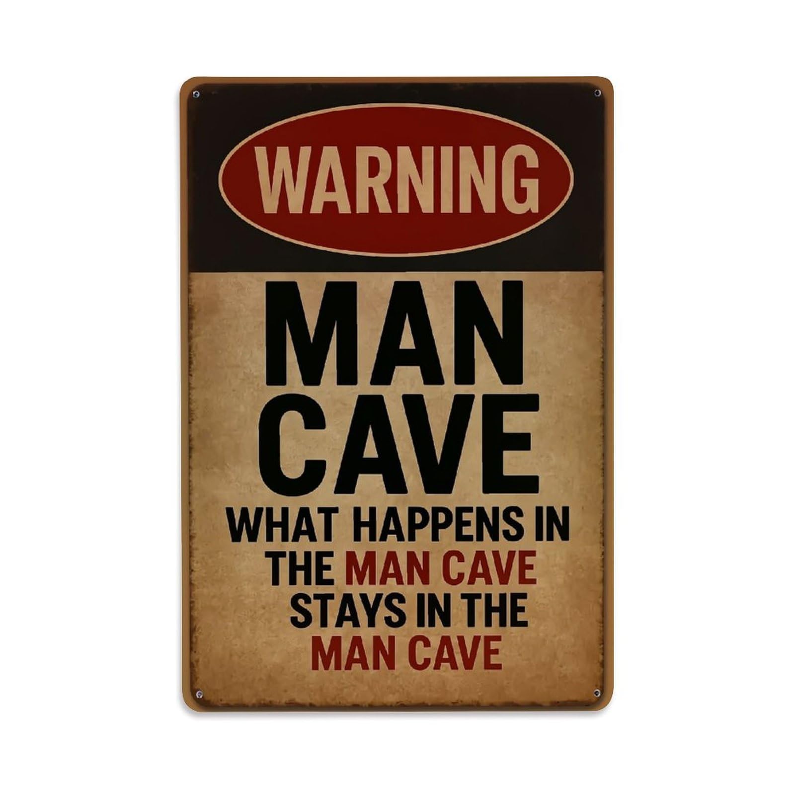 Warning Man Cave Sign Print Retro Metal Tin Sign, Vintage Decor Art Poster for Bar, Home, Man Cave, Kitchen, Laundry Room Gift 8x12Inch