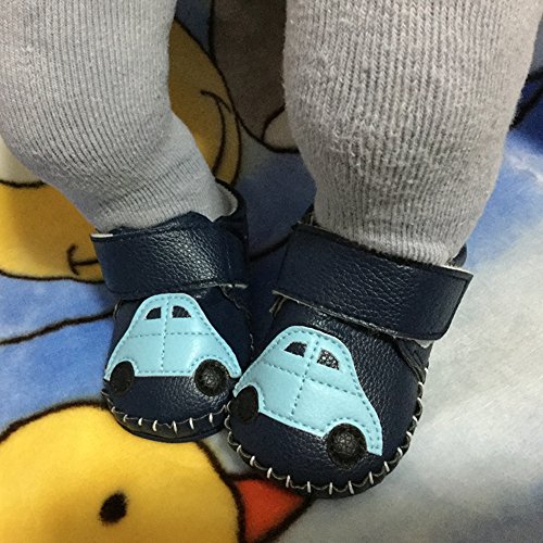 Lidiano Baby Non Slip Rubber Sole Cartoon First Walking Slippers Crib Shoes Newborn Infant Toddler Training Shoes (12-18 Months, Blue Car) #TOP5