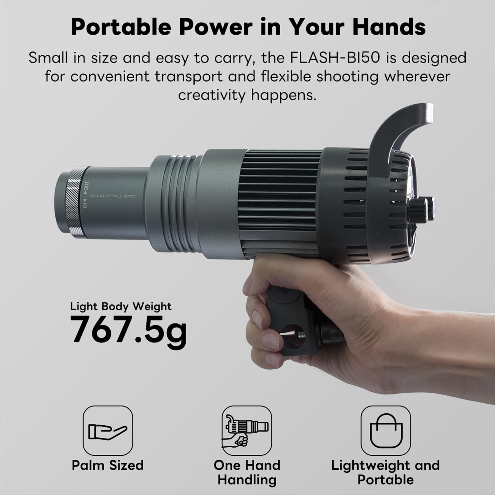 Linterna óptica portátil de 50 W, foco de fotografía con 20 gobos, foco de luz LED para YouTube/Vlogger/Tiktok/Live/Creater de contenido