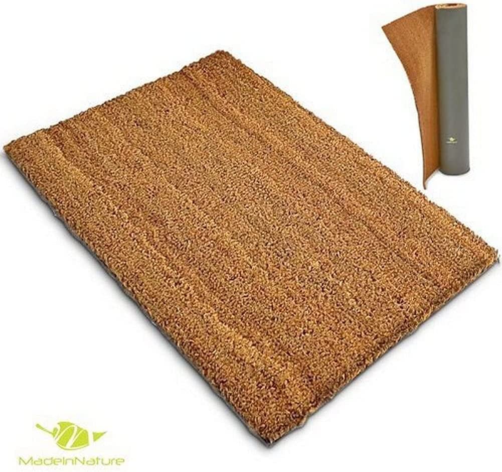 MadeInNature Fußmatte aus Kokosfaser | Fußmatte aus natürlicher Kokosfaser – Reinigungseffekt | Größe und Farbe wählbar (Natur, Breite 80 cm x Länge 100 cm x Höhe 17 mm)