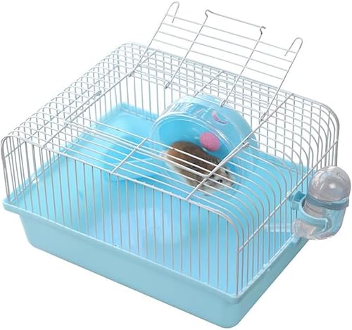 Miniatura 2 de Jaula para hámster para mascotas con rueda para correr, botella de agua, cuenca de alimentos, portátil, ratones, hábitat para el hogar para salir,