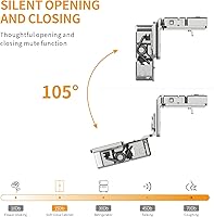 Vista 57 de Chibery 50 Pack 1-5/16" Overlay 3D Soft Close Concealed Hinge for Face Frame Door, Smooth Slow Self Closing Hinges, Satin Nickel, Hidden 105° Open
