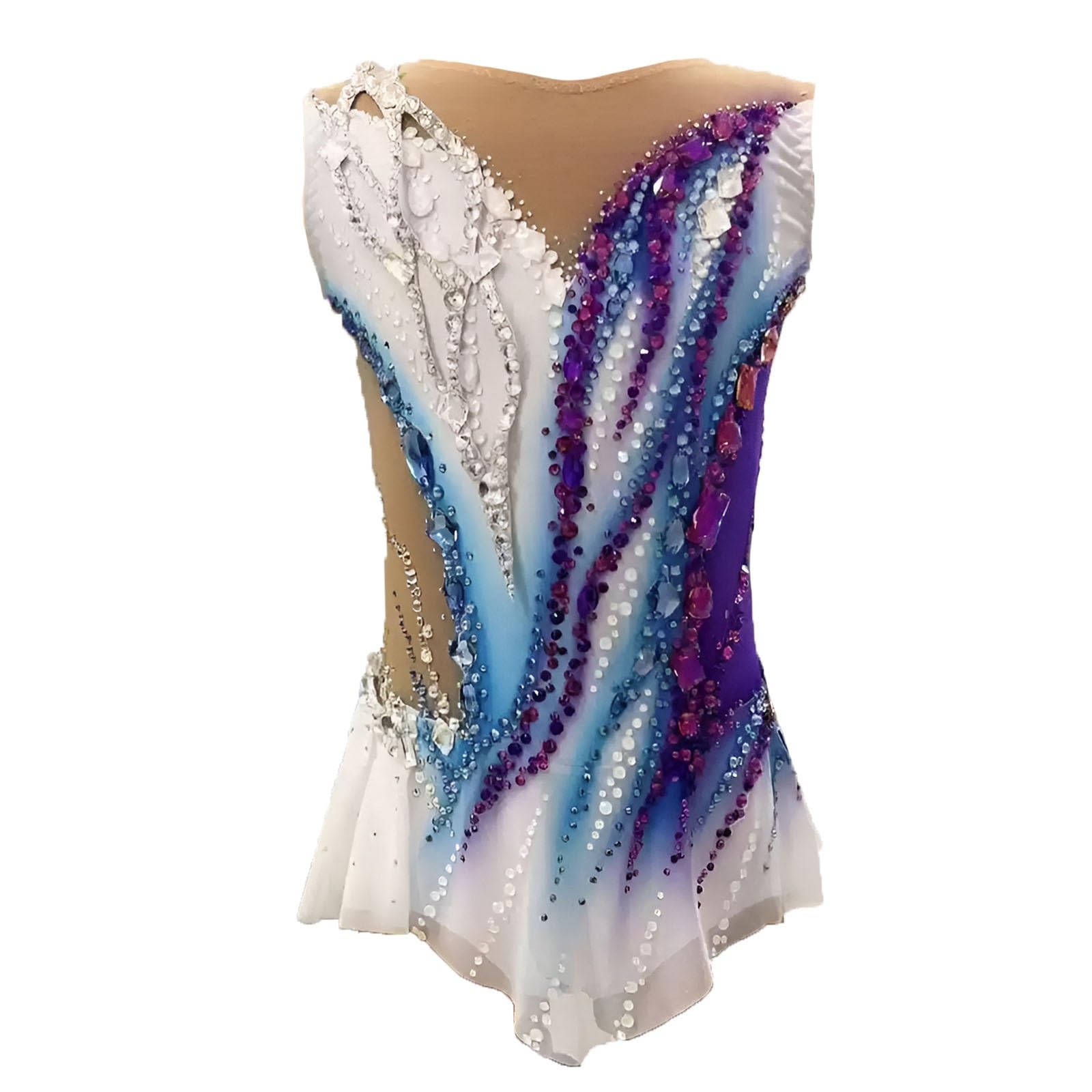 Kmarouse Girl's Sleeveless Rhythmic Gymnastics Leotards for Competition, Women's Breathable Ice Skating Dresses(4XL)