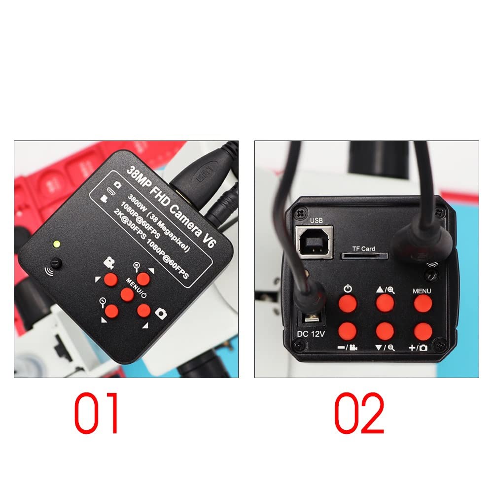Microscopio Cámara de microscopio HDMI USB C-Mount 38MP 1080P Cámara de microscopio trinocular Salida simultánea Lupa Adaptador de cámara Digital(16MP HDMI)