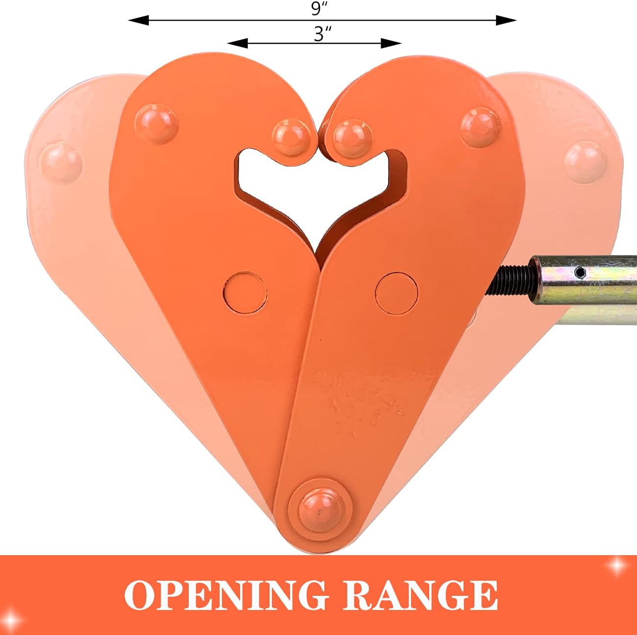 TOYO-INTL Vertical Beam Clamp 4400lbs/2 ton Capacity 3-9Inch Opening Range Beam Clamps for Rigging Heavy Duty Steel Beam Clamp Tool Easy to use beam clamp tool,Orange(4400lbs) : Industrial & Scientific