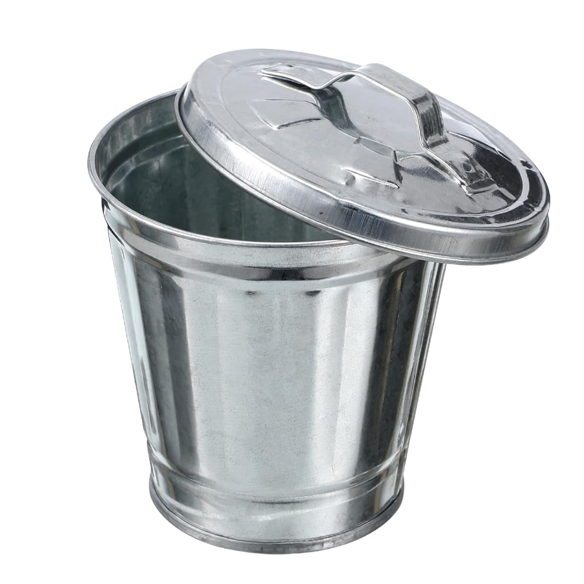 Image of STOBOK Mini Desktop Storage Jar with Lid Compact 3.74X3.54X3.54In Tabletop Wastebasket Small Metal Trash can and Flower Pot for Home Office Dorm