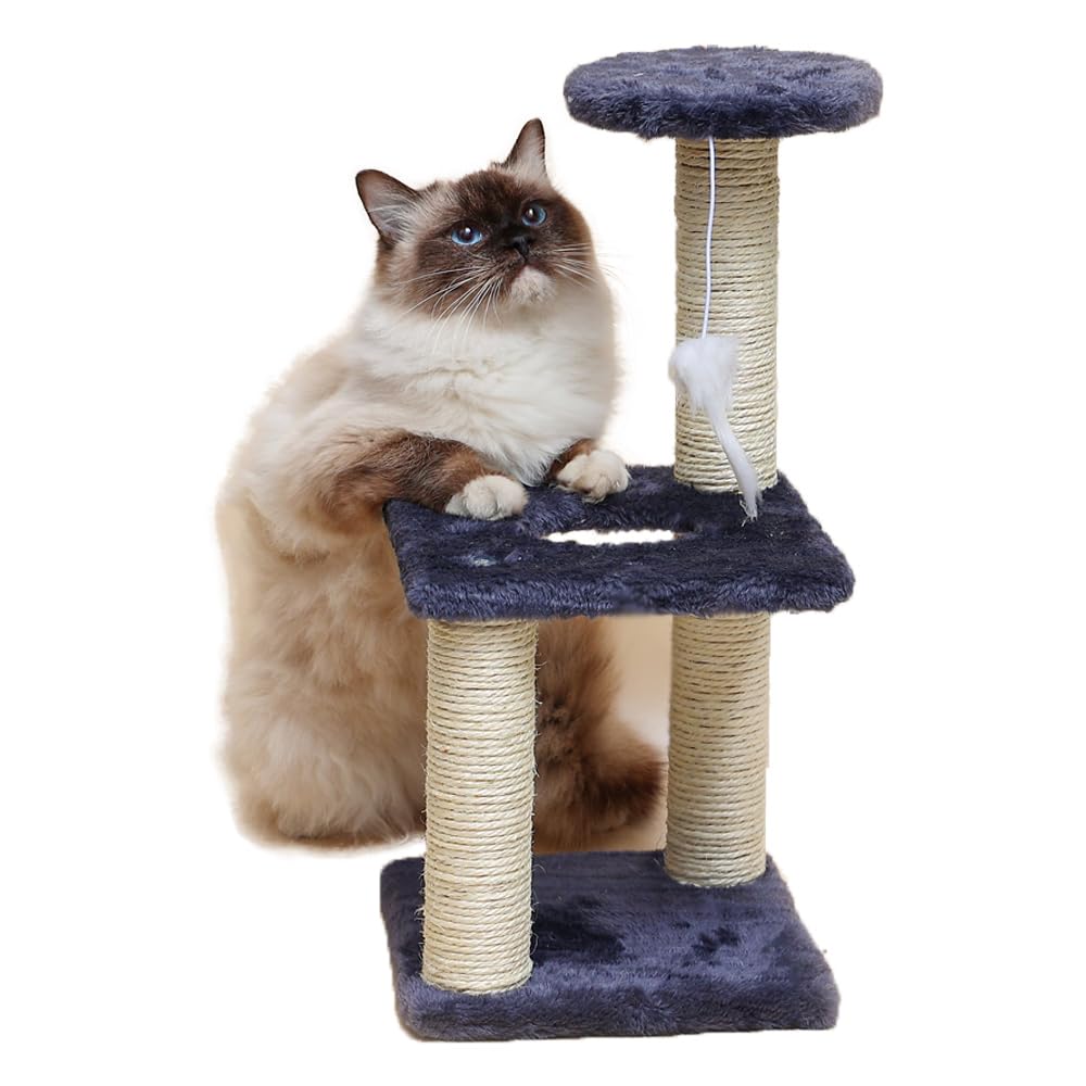 NeoStyle Small Cat Tree Cat House,Cat Condo with Sisal Scratching Posts,Plush Perch,Cat Tower Furniture,Kitten Play House,Cat Bed,Kitty Activity Center (Blue,42 * 20 * 20cm)