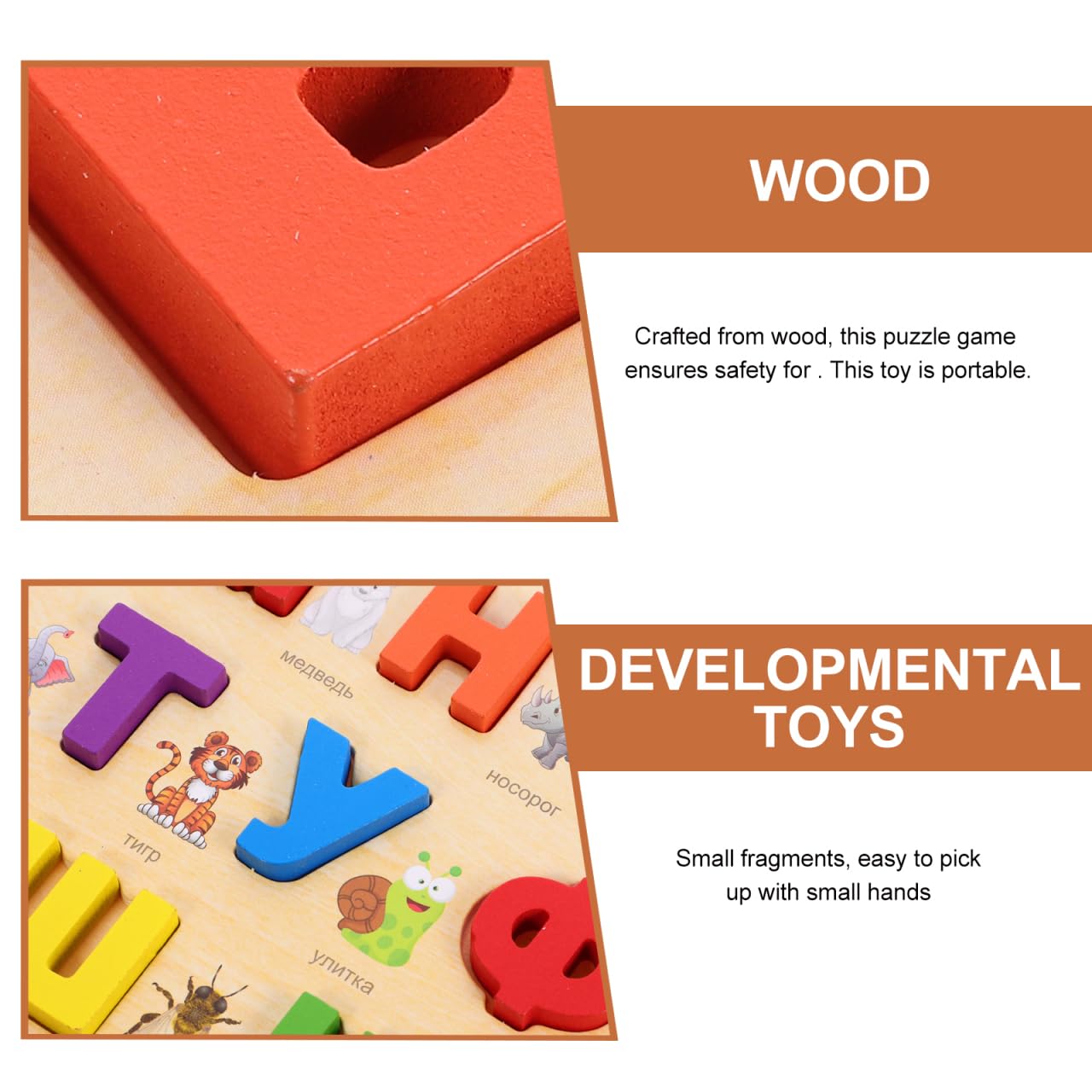 ifundom Russian Alphabet Puzzle Wooden Educational Toy for Toddlers - Image 3
