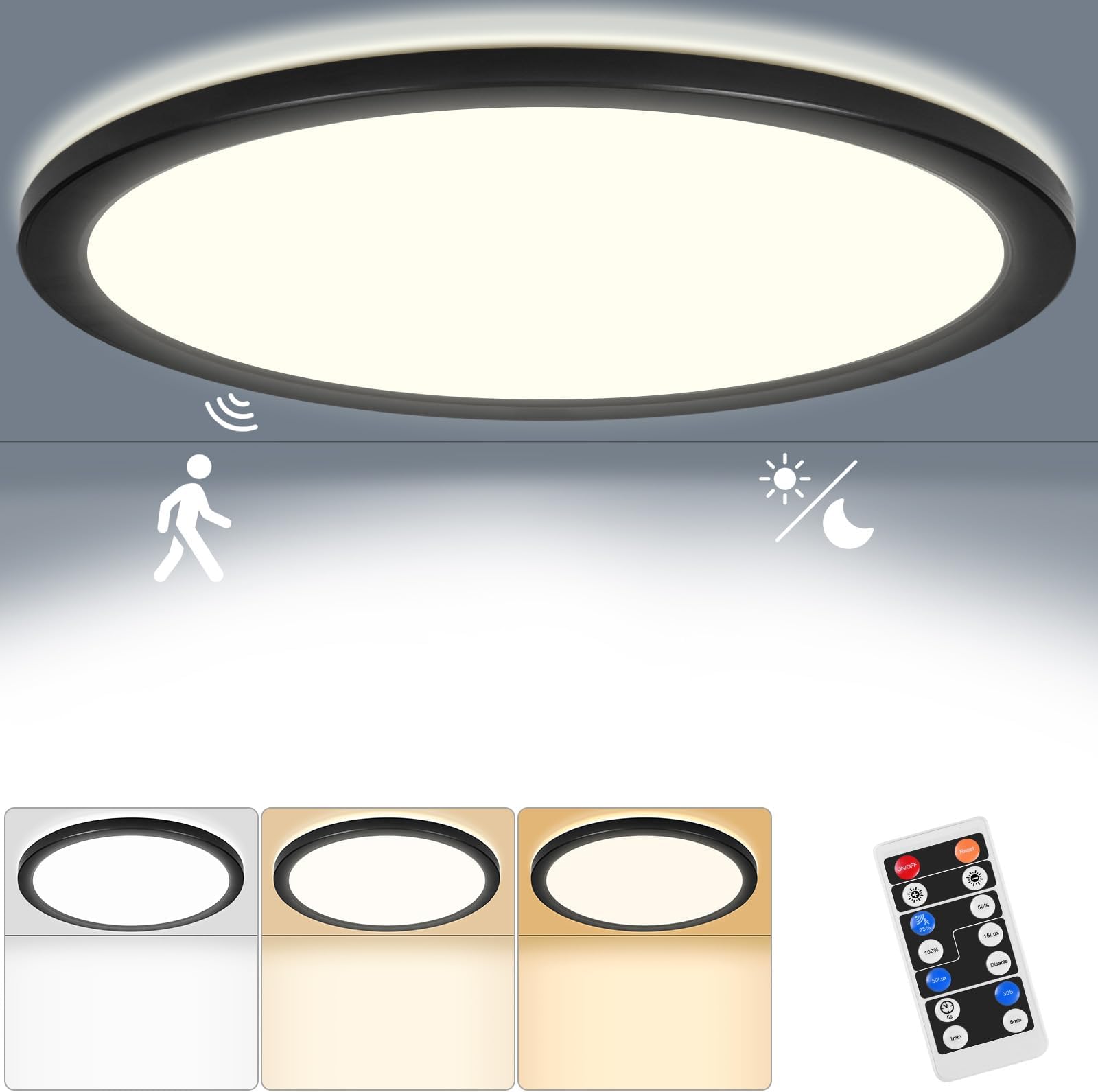 XINZI 15W LED Deckenleuchte mit Bewegungsmelder Kaltweiß