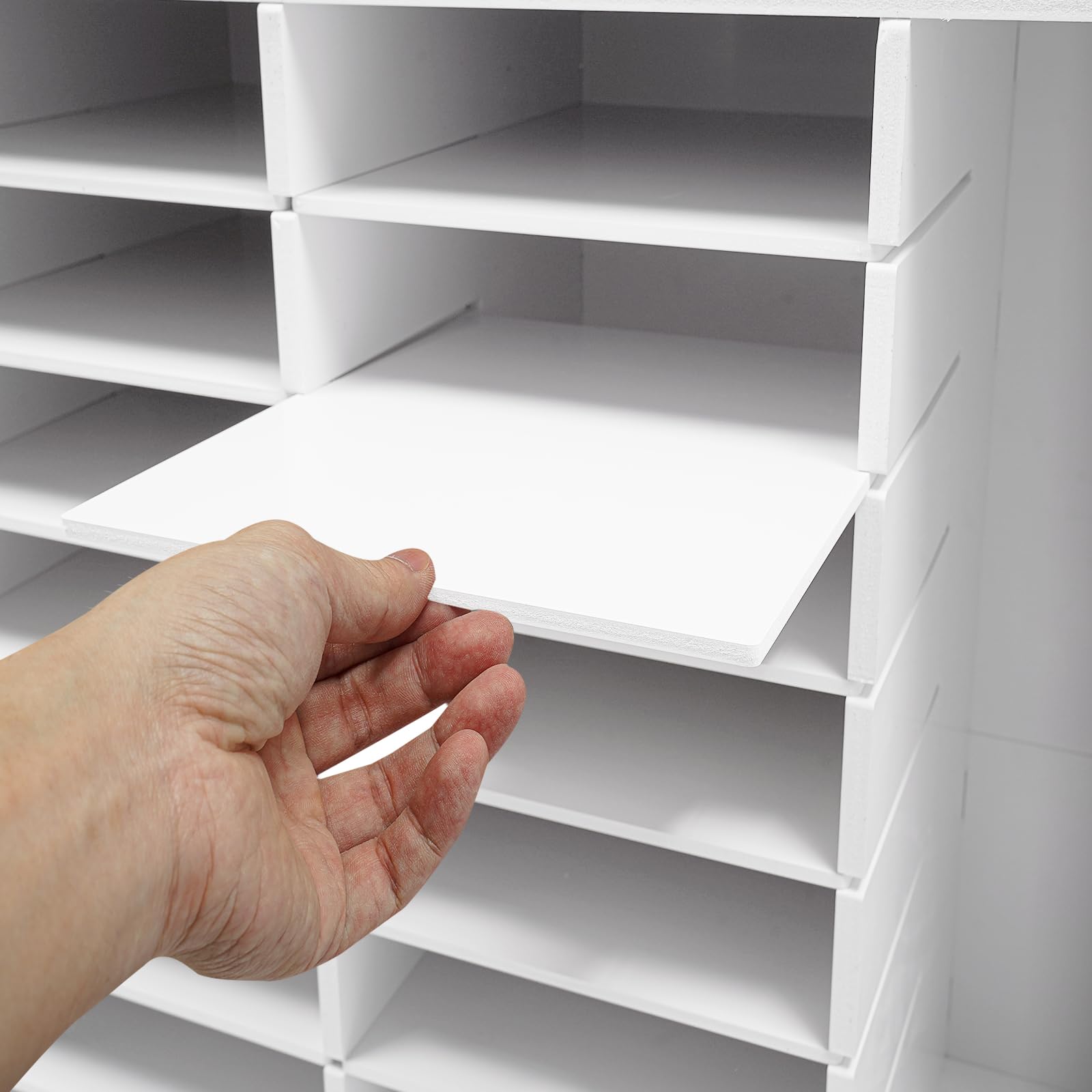 24 scomparti per ufficio con 2 cassetti, formato A4, portariviste in carta, 71,5 x 30 x 70 cm (bianco)