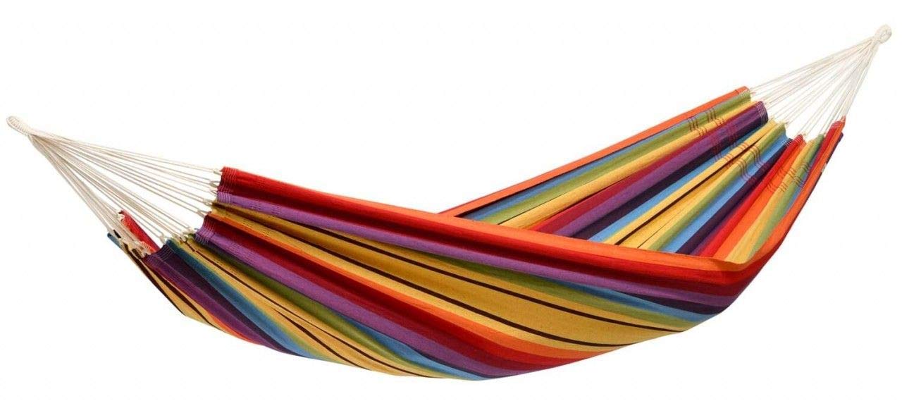 AMAZONASClassic hammock XL Barbados Rainbow handmade in Brazil up to 200 kg load capacity with 230 x 150 cm for 1-2 people in colorful stripes