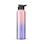 LONGWAY Rush 1 LTR Stainless Steel Water Bottle | Leak-Proof & Rust-Free Design | Perfect for School, Office, Home, Gym, Travel & Ideal for Men, Women & Kids (1000 ml, Aqua-Rose)
