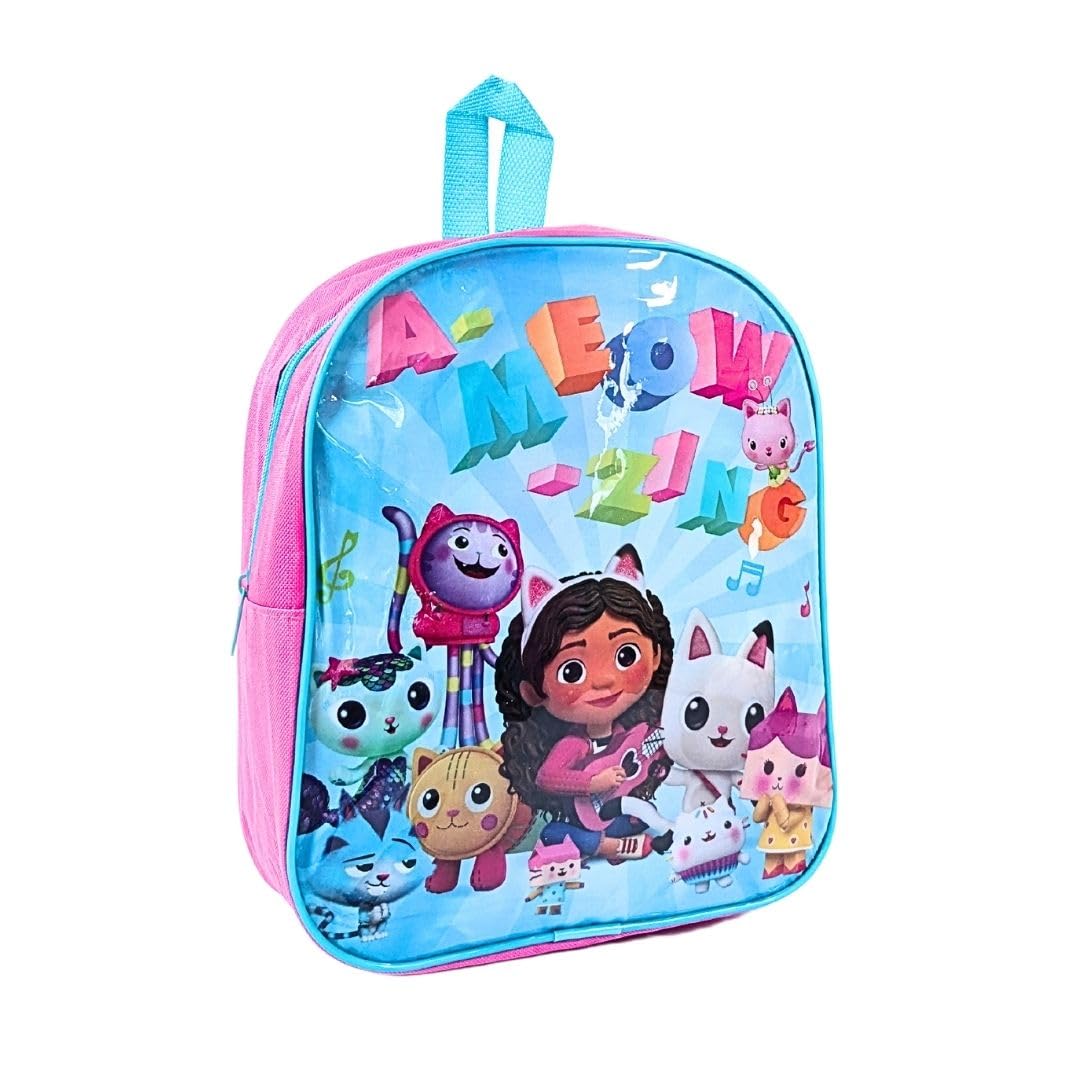 mybagstory Gabby's Dollhouse - Mochila infantil para niños - Escuela - Guardería - Guardería - Mochila para niña - Talla 29 cm - Tirantes ajustables - Idea de regalo - Azul- Rosa - Gabby, Gabby's