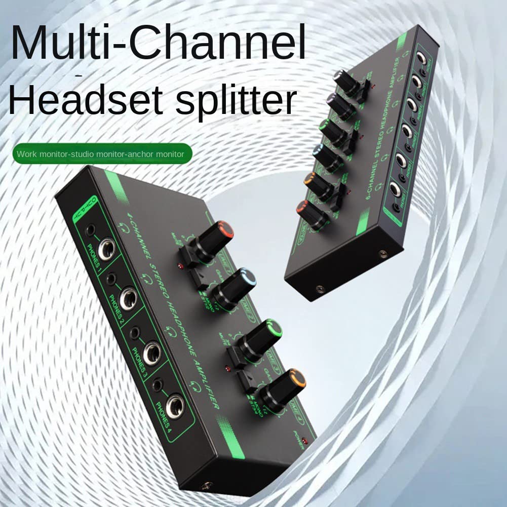 6 Canaux Mini Amplificateur Casque HA400 Amplificateur Audio StéRéO Ultra-Compact Ampli éCouteurs pour la Musique