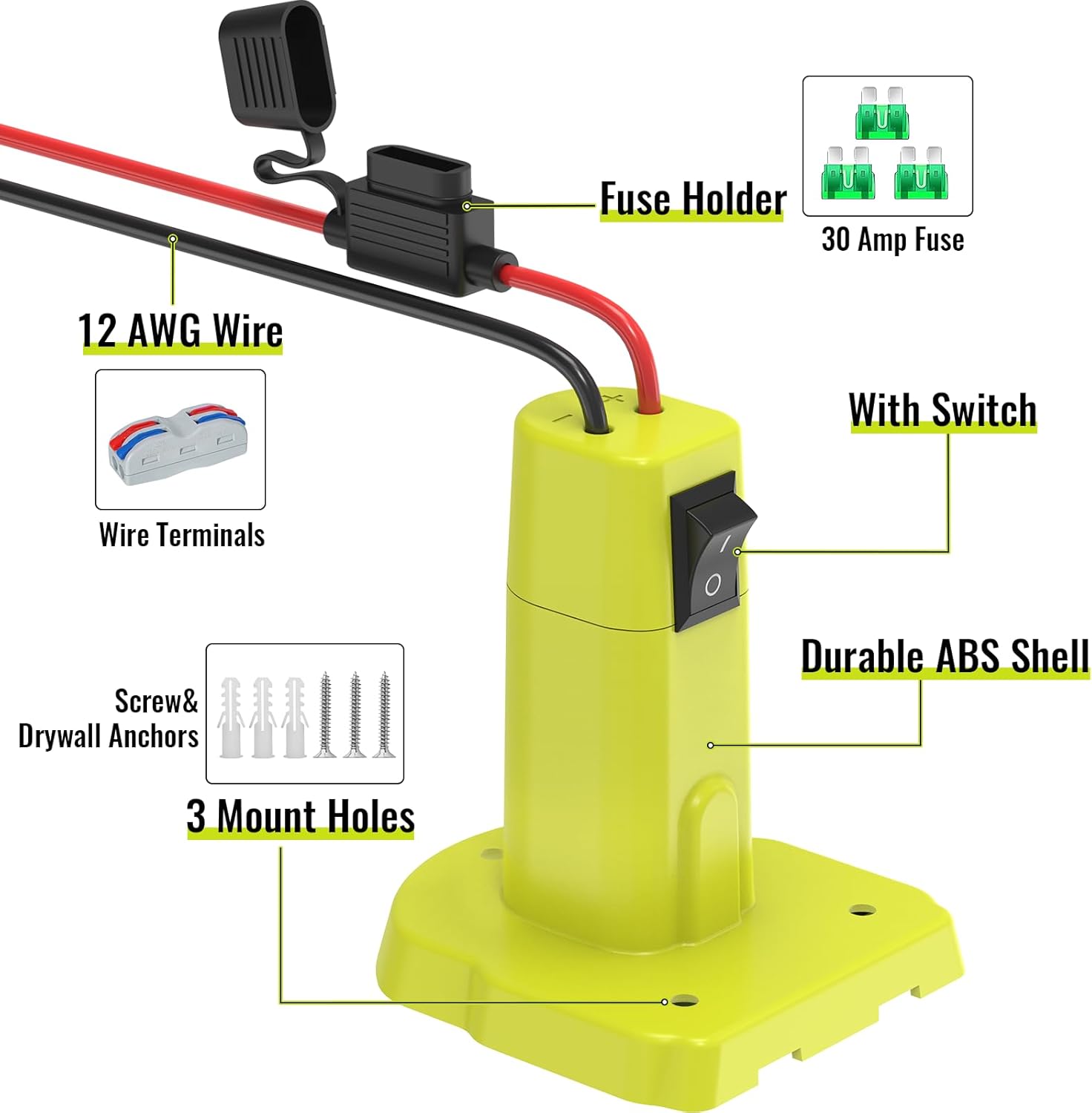 1 Pack Power Wheel Adapter Compatible with Ryobi 18V Battery+18V to 12V Step Down Converter Compatible with Ryobi 18V Battery