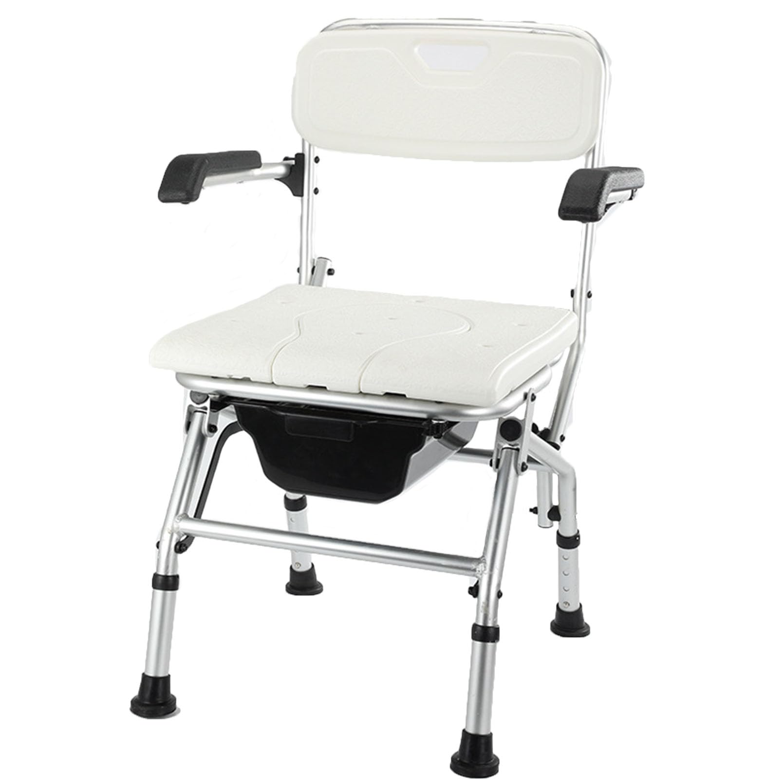 Chaise percée adulte pliable avec pot rembourré et accoudoirs