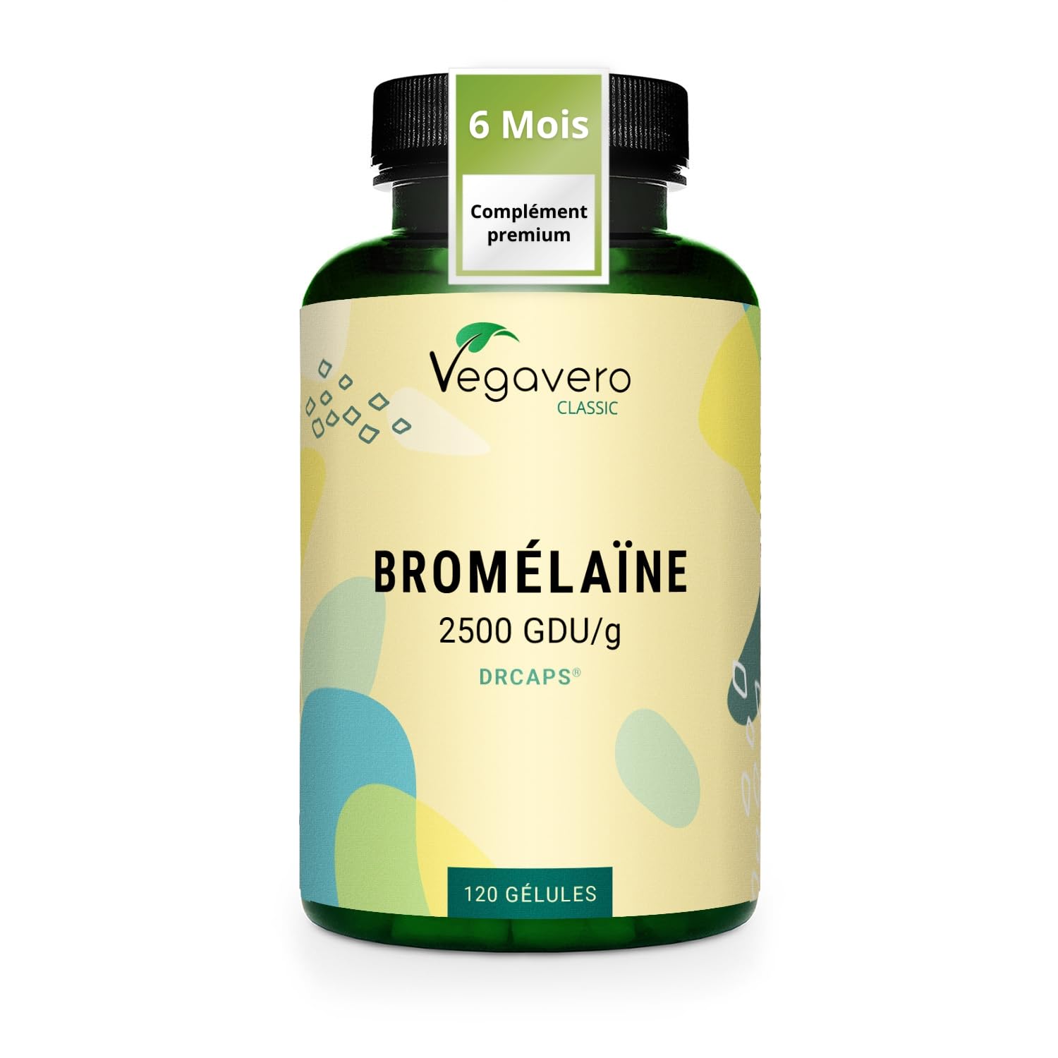 Bromelaine Pure 1300 mg Vegavero® | Dosage Élevé : 2500 GDU/g | SANS ADDITIFS | Enzymes Digestives | Digestion difficile | Gélules gastro-résistantes DRcaps® | 120 Gélules | VEGAN