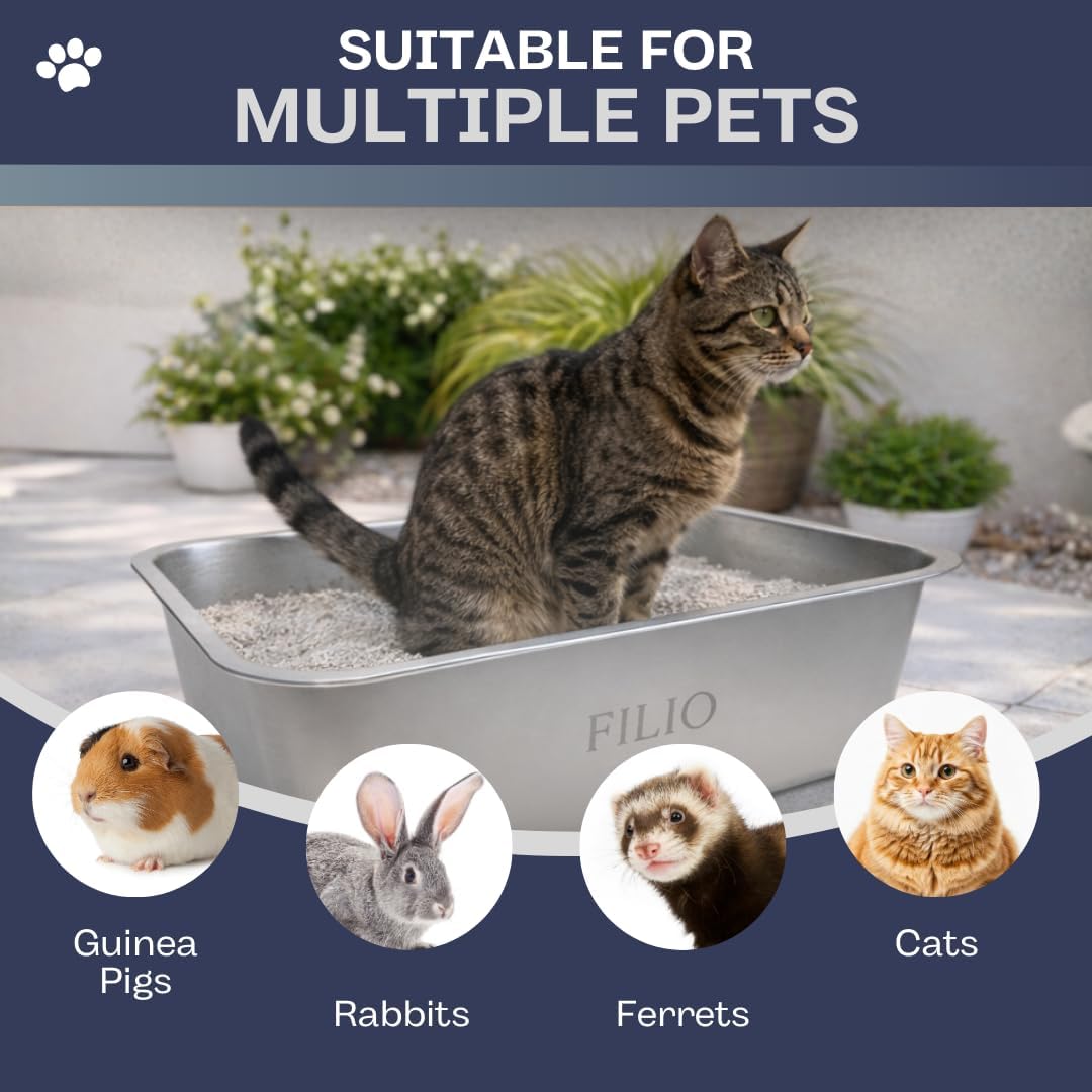 Stainless Steel Litter Box, Non Stick litterbox, Metal Litter pan, Litter Box Steel, Metal cat Box, Steel litterbox, Kitty Litter pan, Stainless Steel tub (Small) - Image 4