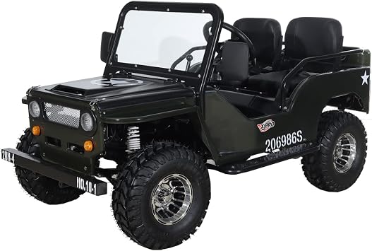 X-PRO 125cc Go Kart with 3-Speed Semi-Automatic Transmission w/Reverse, Big 18" Aluminium Rim Wheels! Army Green